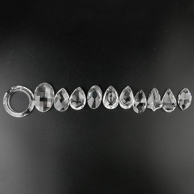H&D 11pcs Clear Crystal Chandelier Lamp Lighting Drops Pendants Balls Prisms Hanging Glass Prisms Parts Suncatcher Home/House Decor