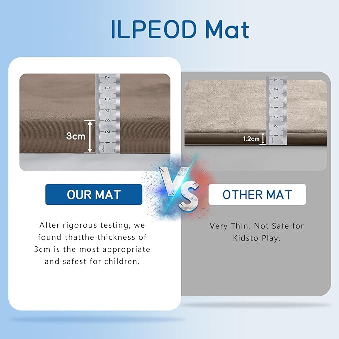 Baby Play Mat for Floor Tummy Time Mat Nursery Rug Muscle Area Rug Playroom Rug Tatami 74 * 50" Memory Foam 1.3" Thick Crawling For Babies,Toddlers, Infants, Kids,Floor(Brown)