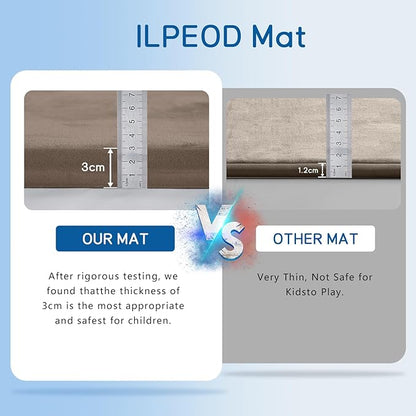 Baby Play Mat for Floor Tummy Time Mat Nursery Rug Muscle Area Rug Playroom Rug Tatami 74 * 50" Memory Foam 1.3" Thick Crawling For Babies,Toddlers, Infants, Kids,Floor(Brown)