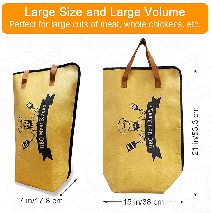 Thickened Insulation BBQ Blanket - Meat Resting Blanket, Locks in Juices, Wide Opening Design, Reusable for Large Brisket, Pork Shoulder, Turkey, Easy Clean, Portable - BBQTools,Gift Accessories