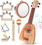 Kids Guitar Set - Musical Toys for 2 3 Year Old Boy Birthday Gifts, Montessori Toys for 2 Year Old Girls, Musical Instruments with Ukulele/Tambourine/Maracas for Toddler 2-4, Band Sets for Kids 3-5