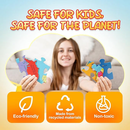 GeoToys GeoPuzzle, Country-Shaped Jigsaw Puzzles Set of 6 in One Box, Geography Puzzle, Map Puzzle, Jigsaw Puzzles for Kids Ages 6-9 Years Old