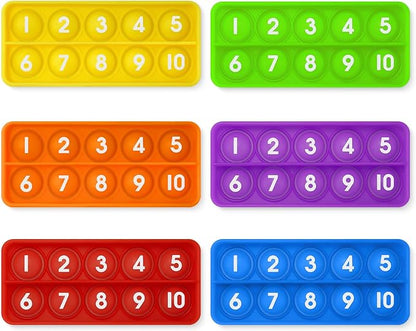 6 PCS Ten Frame Fidget Toys for Kids, Silicone Push Bubble Sensory Toy for Counting Math, Educational Focus Tools for Toddlers 3-5 Years Old