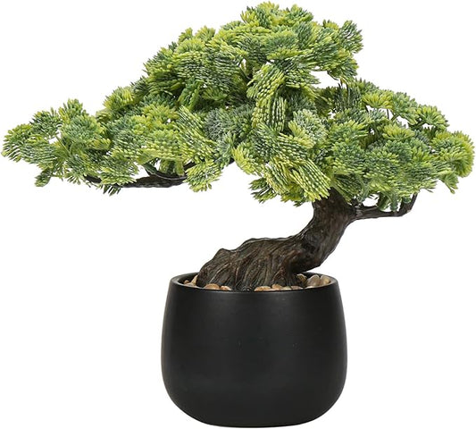 Artificial Bonsai Tree Juniper Faux Plants Indoor Fake Plants Decor with Black Ceramic Pots for Home Table Office Desk Bathroom Shelf Bedroom Living Room Farmhouse Decorations