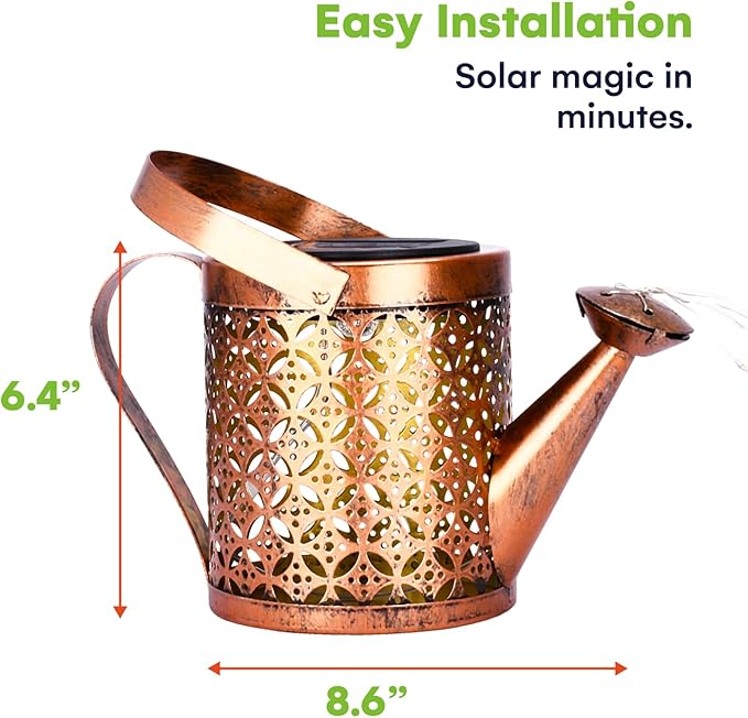 SteadyDoggie Solar Outdoor Garden Lights - Waterproof Metal Shower Lights with Flameless LED Lanterns - Decorative Solar Yard Decorations for Pathways, Patio, and Garden, 6.4x8.6 Inch