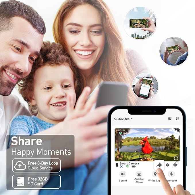 SOLIOM Solar Bird Feeder with Camera for Outdoors - AI Smart Birdhouse, 2K Live View & Instant Alerts, Squirrel Proof - Perfect Bird Watching Gift (Red)