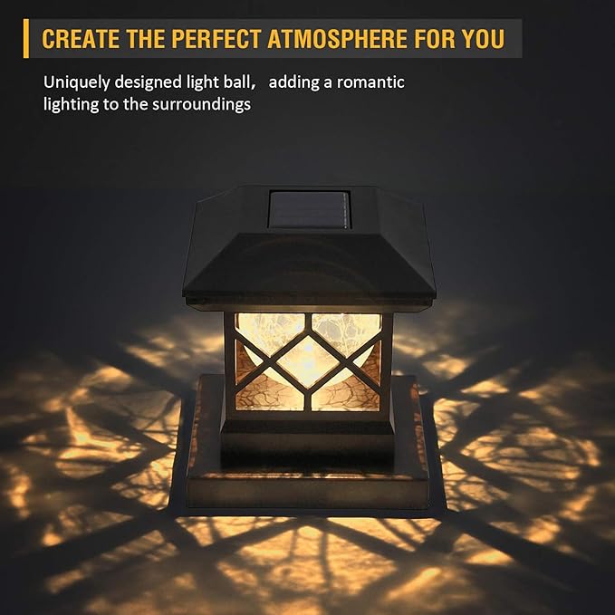 TWINSLUXES Fence Post Cap Light, LED Solar Lights for Deck Posts, Solar Post Caps Light Outdoor for 3.5x3.5/4x4/5x5 Posts, Wood or Vinyl Fence Deck Post, Warm Light (Brown) (8 Pack)