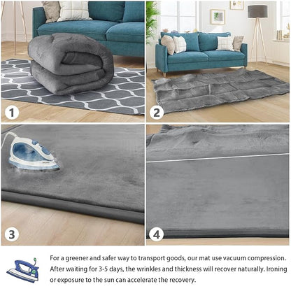 Baby Play Mat for Floor Tummy Time Mat Nursery Muscle Area Rug Playroom Rug Tatami 65"*50" Memory Foam 1.3" Thick Crawling For Babies,Toddlers, Infants, Kids,Floor(Grey)