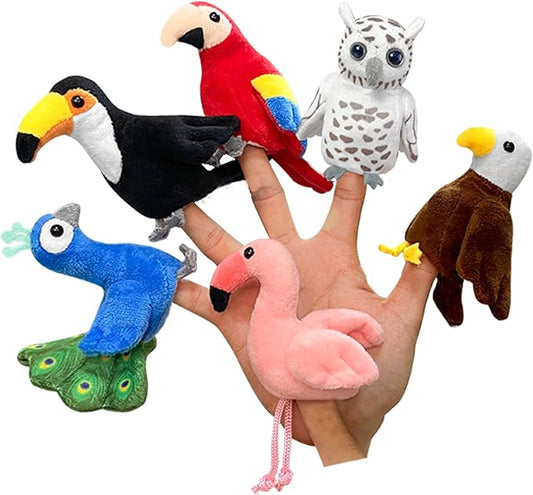 6pcs Bird Finger Puppets Set, Cute Animal Puppet for Role-Playing Mini Hand Puppets Suitable for Kids,Bird Animal Puppets for Storytelling, Realistic Finger Puppet for Toddlers