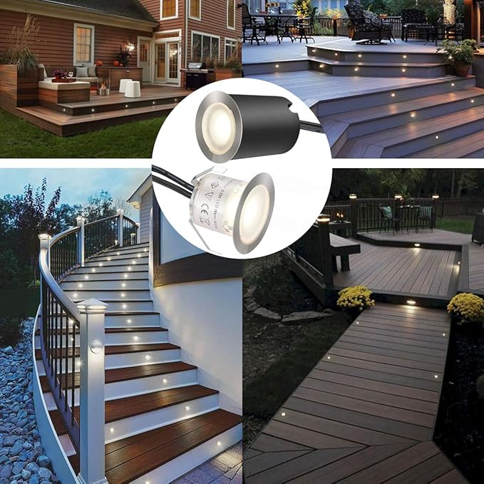 SMY Lighting Recessed LED Deck Light Kits with Black Protecting Shell φ32mm, In Ground Outdoor Landscape Lighting IP67 Waterproof,12V Low Voltage for Garden,Yard Stair,Patio,Floor,Kitchen Decoration