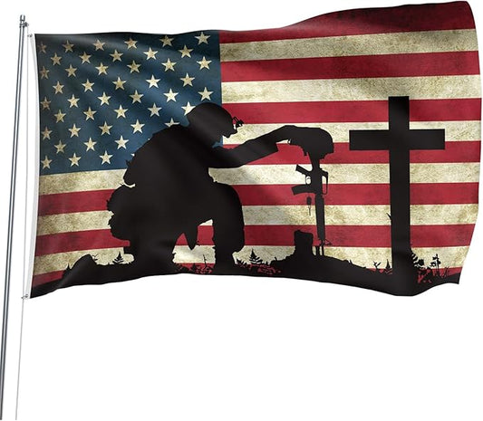 Memorial Day Flag 3x5 Ft for Outdoor Flag, Faith Over Fear Flag Remember Our Heroes Christian American Flags for Outside 3x5 Ft Double Sided Christian Banners with Brass Grommets