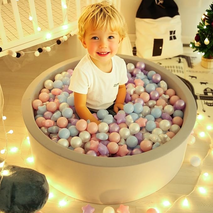 GOGOSO Ball Pit Balls for Toddlers Phthalate-Free BPA-Free Non-Toxic Crush Proof Soft Plastic Play Balls Baby Kids Shape Tent Pool Playhouse Playpen Party Decor, Pink Blue Purple White,200PCS