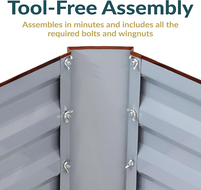 Sunnydaze 11.75" H Raised Metal Garden Bed - Galvanized Raised Garden Bed Outdoor for Vegetables and Flowers - Woodgrain - 4' x 3' Rectangle