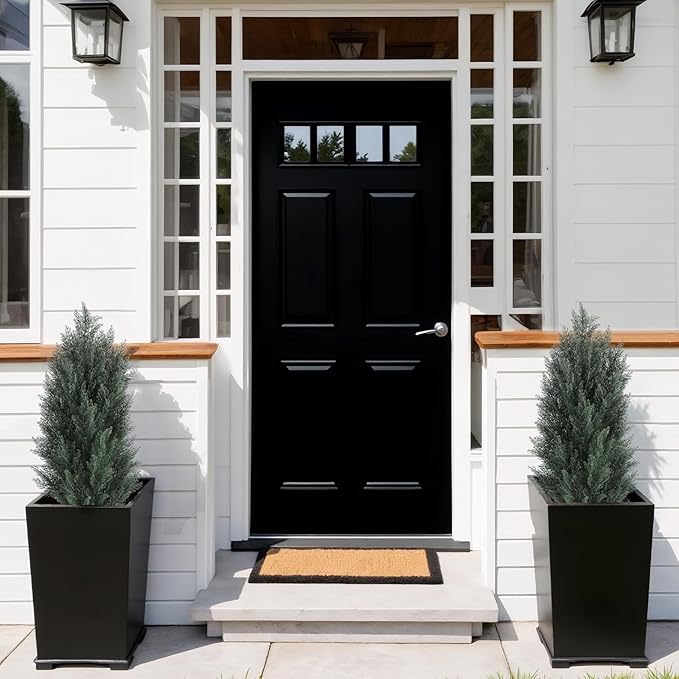 THE BLOOM TIMES 3ft Topiary Trees Artificial Outdoor 2 Pack – UV Resistant Faux Cedar Pine Cypress Bushes and Shrubs, Fake Potted Plants for Front Porch Outside Planter Patio Decor, Set of 2 (3 Foot)