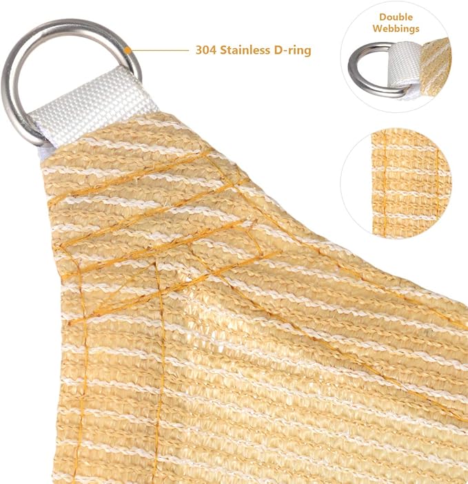 Eden's Decor Straight Flat-Edged Sun Shade Sail Rectangular 13' x 14' Beige UV-Blocking Outdoor Canopy Fabric Cloth Awning for Pergola Patio Garden Backyard Custom Size