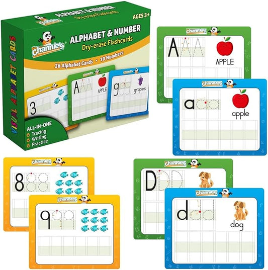 Dry Erase Number & Alphabet Flashcards for Kids Ages 3-5, 10 Numbers & 26 Visual ABC Flash Cards, Homeschool Learning Supplies, Summer School & After School Teaching Supplies for Handwriting Practice
