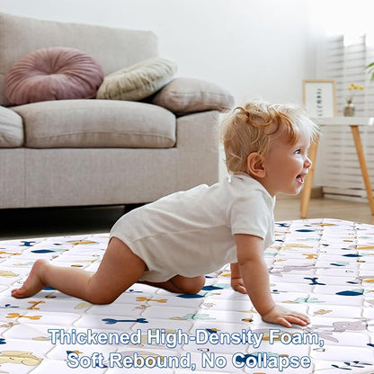 Lilyvibebearhappy Baby Play Mat, 59x59 Inch Thicker and Larger Non-Slip Cushioning Foam Playmats for Babies,Toddlers, Infants, Play & Tummy Time, Foldable and Machine Washable Baby Mat for Floor