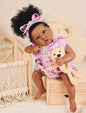 HOOMAI Lifelike Reborn Baby Dolls with Soft Body African American Realistic Girl Doll 22.8 Inch Best Birthday Gift Set