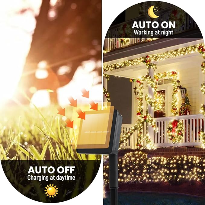 Solar String Lights for Outside, 2 Pack 240 Led Solar Christmas Lights Outdoor Waterproof 82ft Solar Fairy Lights 8 Lighting Mode Solar String Lights Idea for Garden,Courtyards,Trees(Warm White)