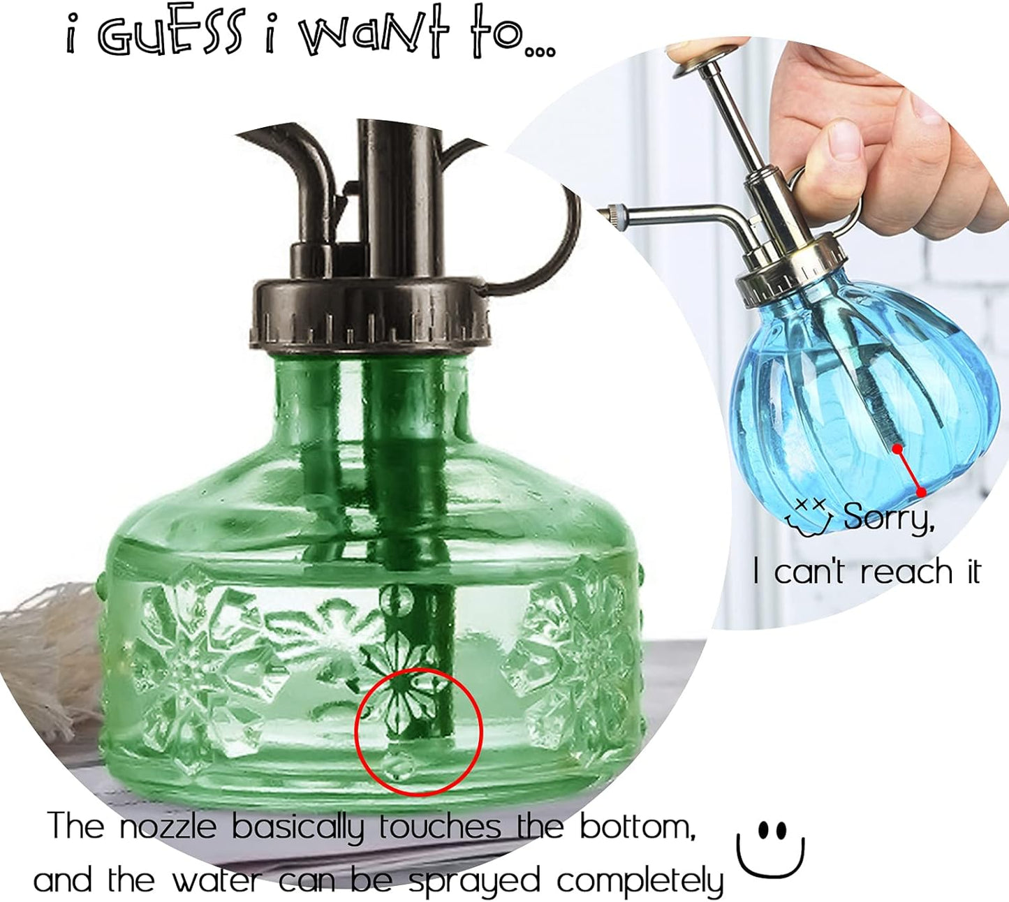 XXXFLOWER Glass Plant Mister Spray Bottle for Indoor Plant Spritzer Succulent Watering Bottle