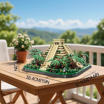El Castillo Pyramid Building Blocks Sets Mexico Architecture Building Block Toys for Adults and Kids Mayan Pyramid Model Gift for Boys and Girls 1346+PCS