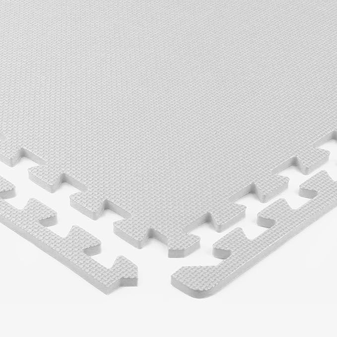 Flooring Inc's 1/2" Soft Non-Toxic Baby Play Mat, Toddler Playmat, Colorful Puzzle PlayMat, Floor Mats for Kids & Babies, EVA Foam Interlocking Tiles for Nursery & Playroom | White, 12 Tiles, 48 Sq/Ft