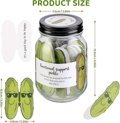 60 PCS Positive Pickle Cards Jar, Emotional Support Jar, Pickle Affirmation Cards, Inspirational Gifts for Women, Cheer Up Gifts, Unique Positive Gift for Women, Teen Girl