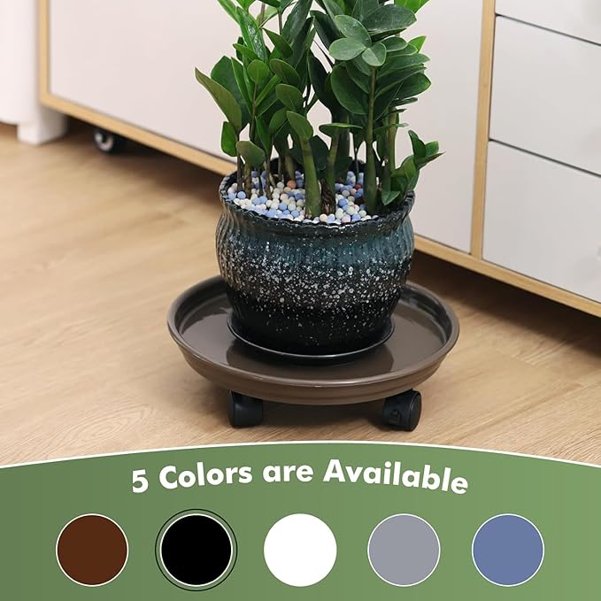 5 Packs Plant Caddy with Wheels 11.8" Plastic Rolling Plant Stands Heavy-duty Plant Dolly with Casters Indoor Outdoor Wheeled Plant Roller Base Large Planter Saucers Plant Mover