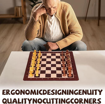 20'' Tournament Chess Set Foldable Silicone Chess Board Game Chess Pieces 3.8'' King Height Portable Travel Roll up Chess Game Set for Adults and Kids with Storage Bag Family Board Game