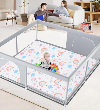 Machine Washable Baby Floor Play Mat 50x50”, Non Slip One-Piece Baby Crawling Mats for Tummy Time, Portable Playpen Mat Playmat for Babies Infants and Toddlers