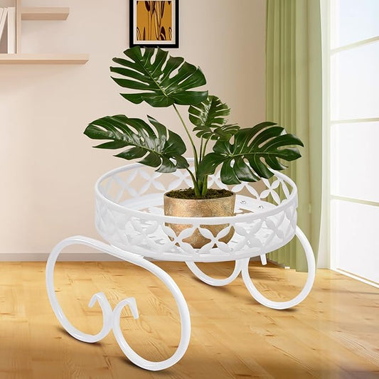 White Plant Stand, Round Metal Flower Stand Indoor Outdoor, Anti-Rust Iron Plant Shelf, Plant Holders for Multiple Plants, Display Rack Planter Flower Pot Stand Holder for Garden Home Decor
