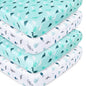 Crib Sheets for Boys or Girls 4-Pack, Fitted Crib Sheet 52'' x 28'' for Standard Crib & Toddler Mattress, Soft and Breathable Material, Baby Crib Sheets Neutral, Aqua