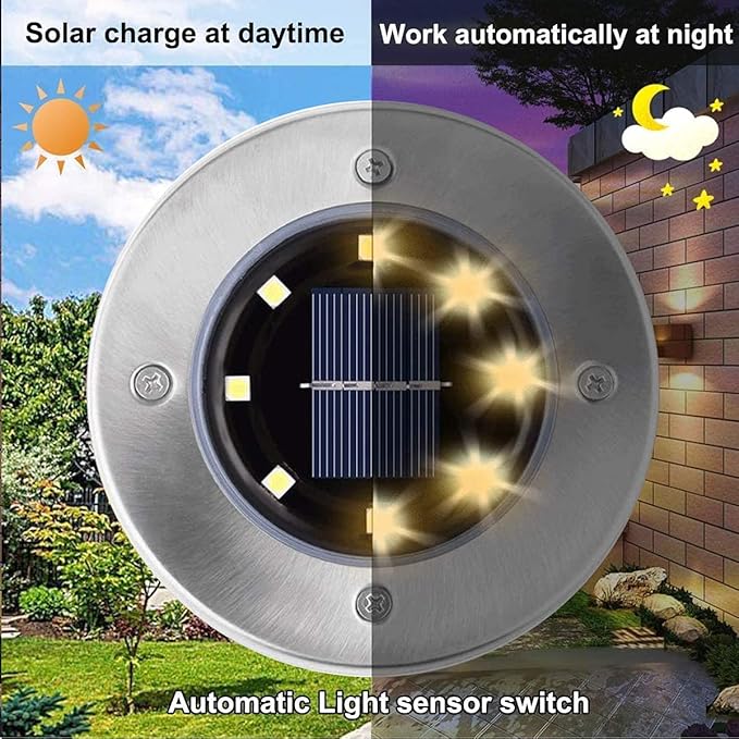 Solar Ground Lights, Waterproof Solar Garden Lights, Upgraded Outdoor Garden Waterproof Bright in-Ground Lights, Landscape Lights for Pathway,Yard,Deck,Lawn,Patio,Walkway (8 Pack Warm Light)…