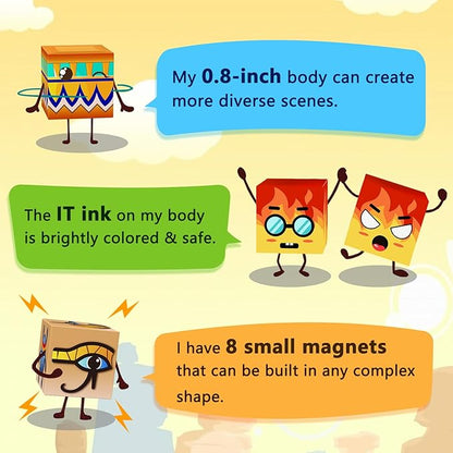 63 PCS Magnetic Building Blocks - 0.8" Stacking Mine Magnets World Craft Cubes Toddler STEM Educational Kids Toys Game, Birthday for Boys and Girls Age 3 4 5 6 7 8 9 10 11 12 Years -Desert World Set