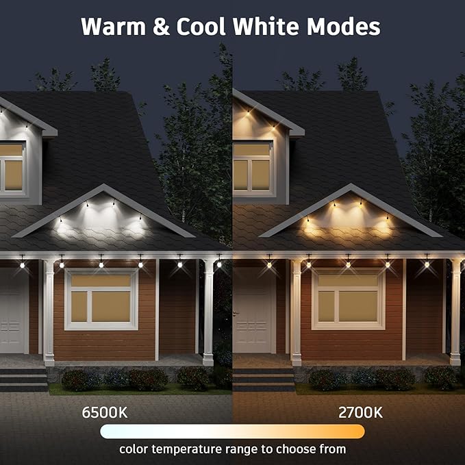 XMCOSY+ Smart Outdoor String Lights - 123ft RGBCWIC Patio Lights with 40 Color Changing Bulbs, LED String Light for Outside Backyard Bistro Party, APP WiFi Control, Work with Alexa, IP65 Waterproof