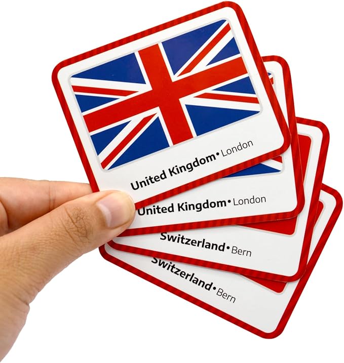 Menique Flags of Europe Memory Matching Game – 100 Cards (50 Pairs) with Flag, Country & Capital – Educational Geography Game for Kids and Adults