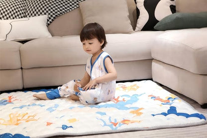 Baby Play Mat 50x50 Inch, Thickened Soft Floor Mat for Playpen, Machine Washable Foam Crawling Mat with Non-Slip Bottom for Babies and Toddlers, Foldable Padded Playmat