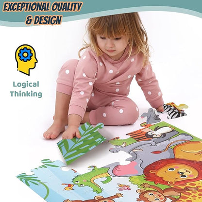 Jumbo Floor Puzzle for Kids, Large Jigsaw Puzzles 36 Piece for Kids Ages 3-5,Preschool Learning & Education Toys, Gifts for 4-8 Year Old Boys and Girls(Jungle Animals)