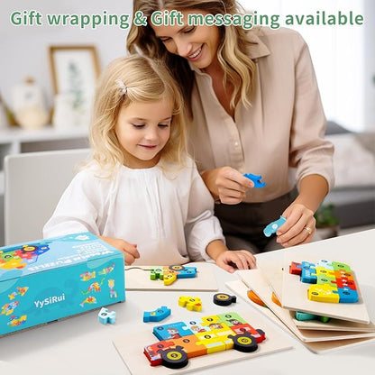 6 Pack Wooden Vehicle Toddler Puzzles for Kids Ages 3 4 5 6, Baby Montessori Toys for Kids Age 3 Years+, Transport Vehicles Learning Jigsaw Toys for Boy Girl Ideal Gift