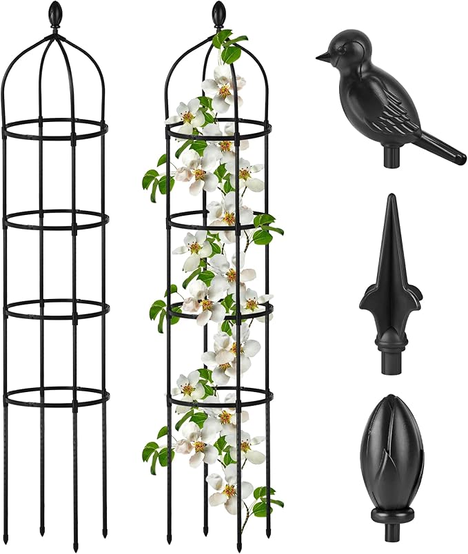 Garden Obelisk Trellis for Climbing Plants Outdoor 6 Ft Rose Bush Round Trellis for Pots Rustproof Metal Plant Flower Trellises for Clematis Vine Jasmine Support Outdoor Indoor