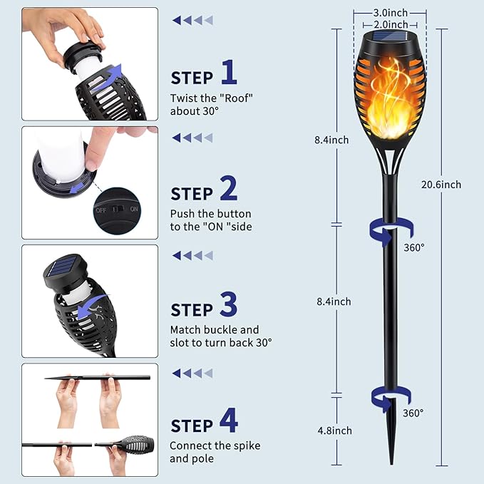 KYEKIO Solar Lights for Outside, 16Pack Solar Flame Torch Light, Garden Light Outdoor Waterproof, Outside Lights for Yard Decor, Outdoor Decorations Lawn