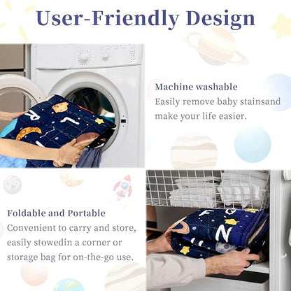 Baby Play Mat for Floor, GFU Non-Slip 50x50 Playpen Mat, Thick One-Piece Crawling Mat Blue, Infants Playmat Foldable and Machine Washable for Boys