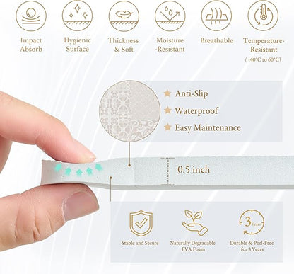 Popsykosy Premium Exercise & Baby Foam Play Mats - Stylish & Large Non-Toxic Puzzle Floor Mat - 6 Tiles - Spacious 6ft x 4ft - Peel-Resistant Reinforced Version - Soft, Thick, Waterproof -Totem Beige