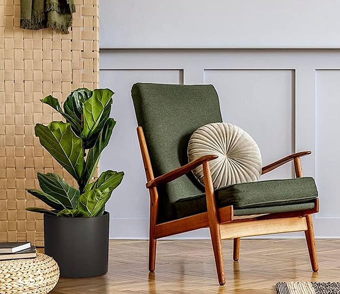 Fox & Fern 10 Inch Black Plant Pot with Drainage Plug — Premium Lightweight Fiberstone Matte Black Planter; 10 Inch Pots for Plants; for Indoor & Outdoor Use; Weather Resistant & UV Resistant