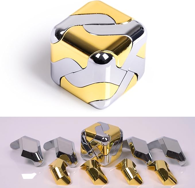 Metal-Puzzles 3D-Brain-Teaser Toys: Cool-Gadgets-Stuff Box Puzzles-Toy for Kid Children Teen Adult, ADHD Tools Stress Relief Gift for Office Home School Christmas Women Men Square-Cube