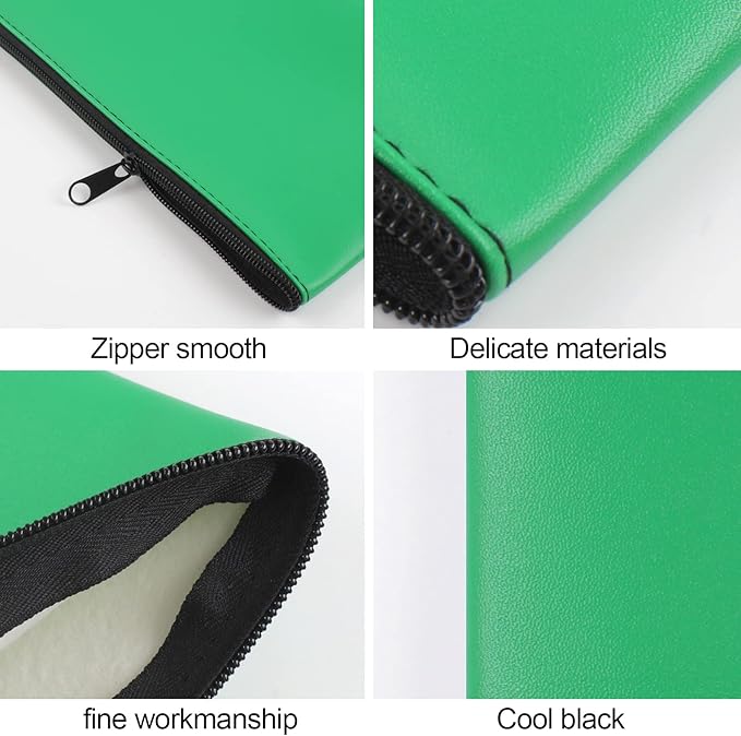 4Pack Money Bag 11 X 6", Safe Durable Waterproof Bags With Zipper for Cash, Coin Pouch PU Leather Bank Bag for Checks, Makeup, Bills, Receipts, Tool Storage (Green)