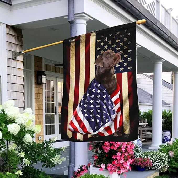 FLAGWIX Chocolate Labrador Retriever Flag - Outdoor Labrador Decorations, 29.5" x 39.5" House Flag For Porch, Patio, Wall Decor, Heavy-duty Canvas Labrador Flag Dog Garden Home Décor