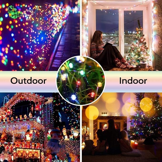 Christmas Lights 66FT 200 LED String Lights with 8 Modes Connectable Waterproof Plug-in Twinkle Fairy Lights for Home, Garden, Party, Holiday, Tree, Christmas Decorations (Multicolor)
