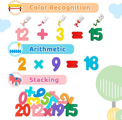 Number Puzzle Wooden Puzzles for Toddlers 1 2 3 4 5 Year Old, Shape Learning Puzzles Toys with Puzzle Board & Number Blocks, Preschool Educational for Girls Boys