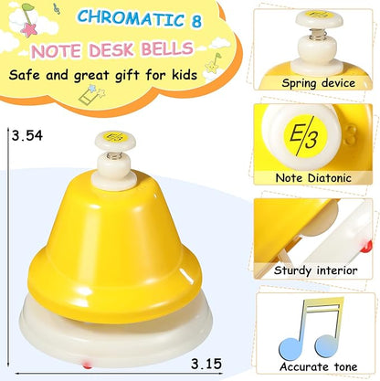 Desk Bells for Kids 8 Notes Bell Chromatic Diatonic Hand Bells Toddler Musical Instruments for Musical Learning Teaching Percussion Instrument